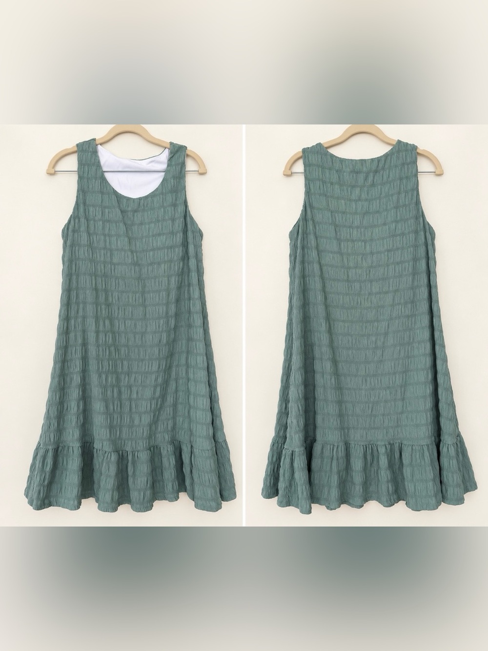 HALARA Sleeveless Ruffle-Hem Midi Dress in Sage Green